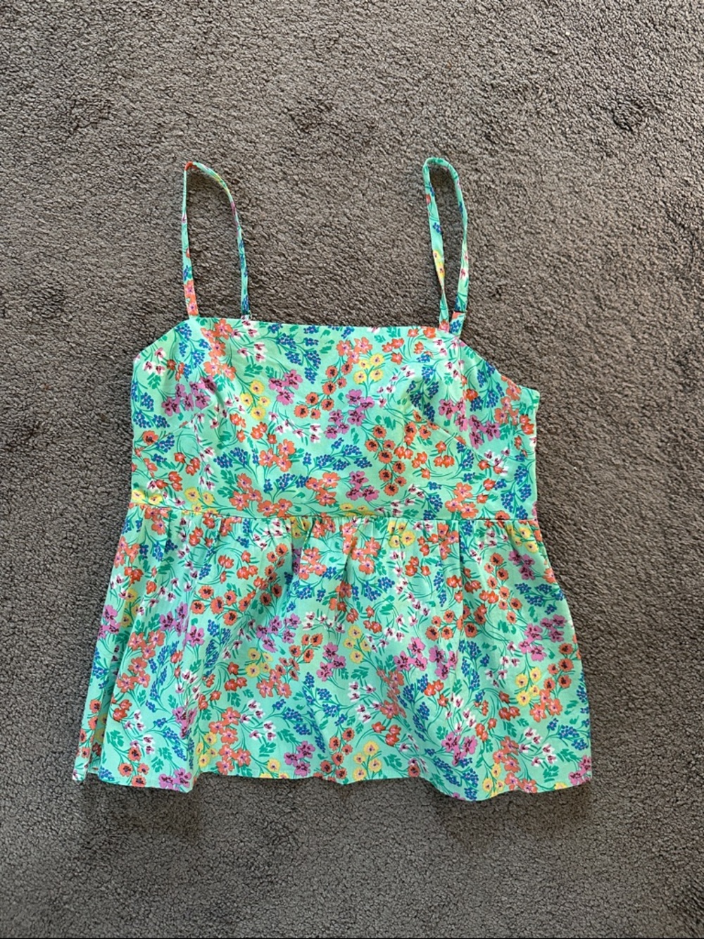 J. Crew Mint Floral Spaghetti Strap Tank Top